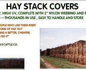 Hay stack covers protecting hay from elements with UV protection and durable nylon.